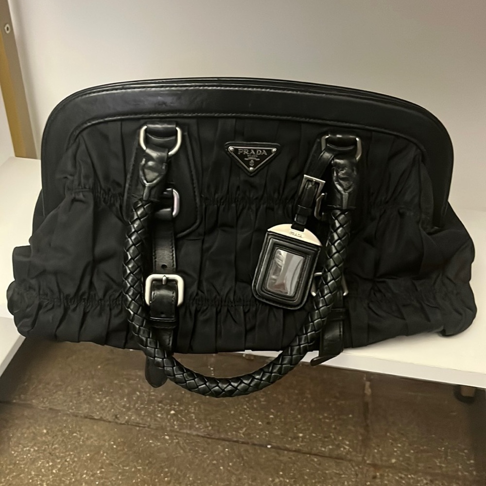 Prada Gathered Top Handle Tote